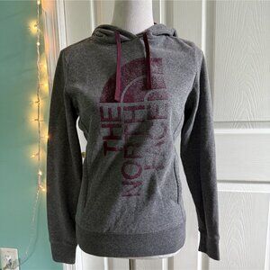 The North Face Womens Hoodie Small Gray/ Burgundy Hiking Camping Fall Gorpcore